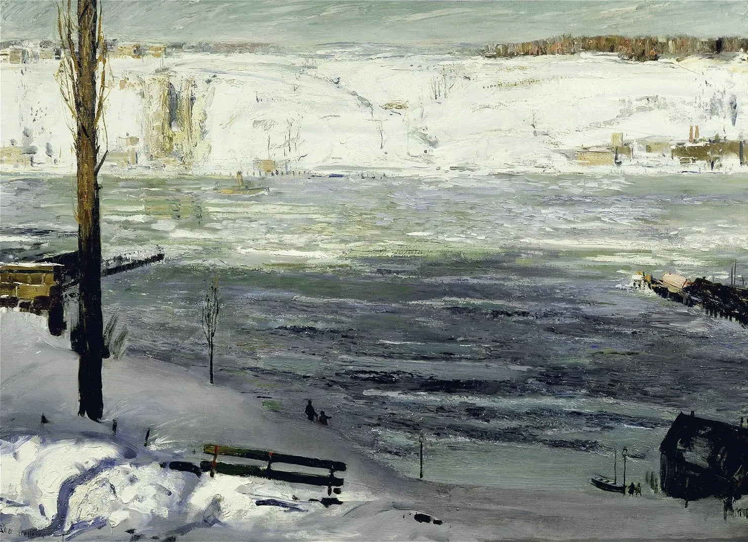 {{ product_title }} Fine Art Print | {{ product_vendor }} Jakero77 George Bellows - Floating Ice on the Hudson (1910) Signed - 17"x22" Fine Art Print Art Print  Jakero77
