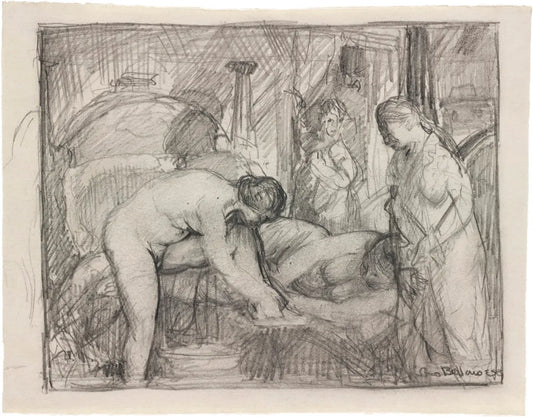 {{ product_title }} Fine Art Print | {{ product_vendor }} Jakero77 George Bellows - Four Figures in a Room Nude (1917) Signed - 17" x 22" Art Print Art Print  Jakero77