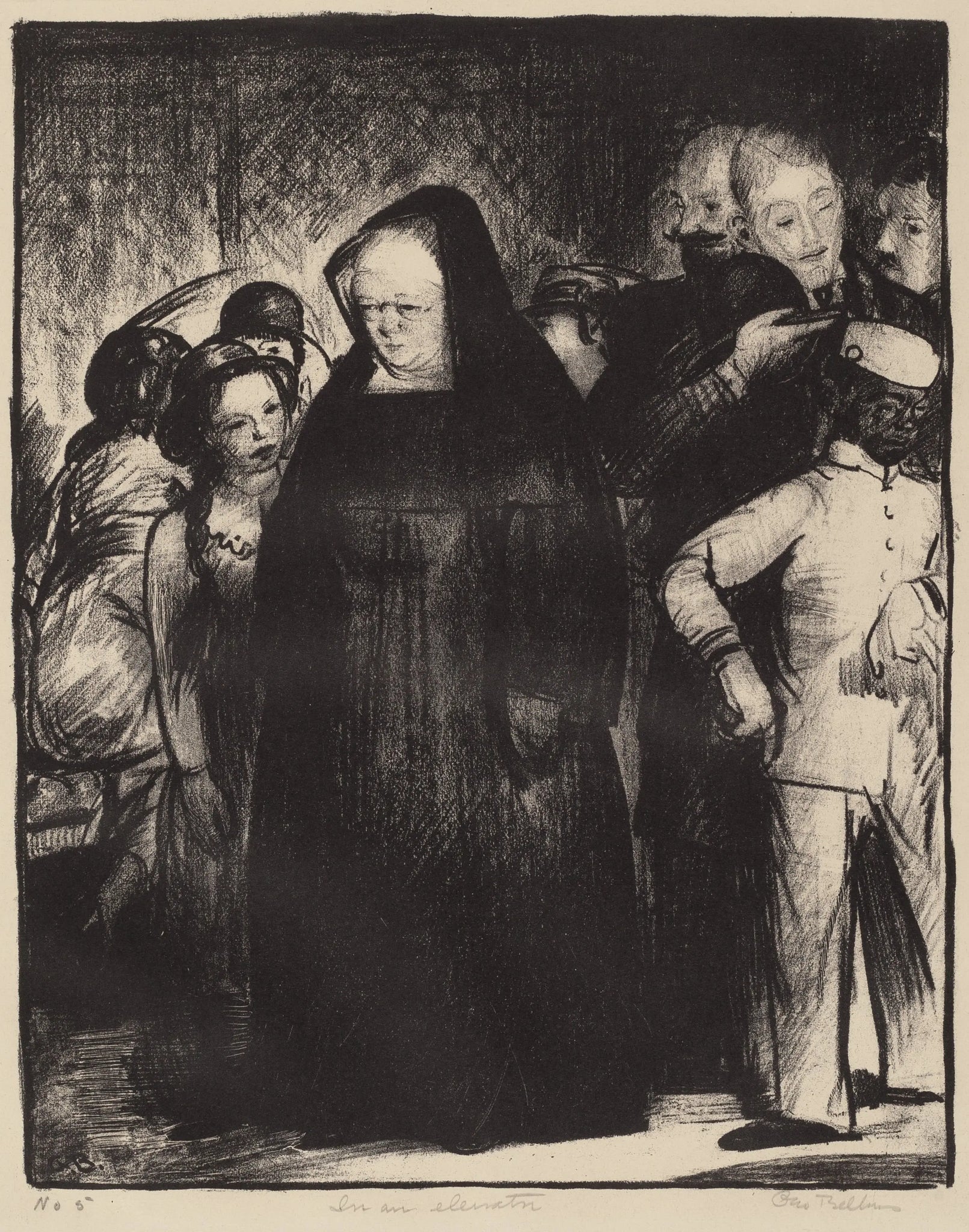 {{ product_title }} Fine Art Print | {{ product_vendor }} Jakero77 George Bellows - In an Elevator (1916) Signed - 17" x 22" Fine Art Print Art Print  Jakero77