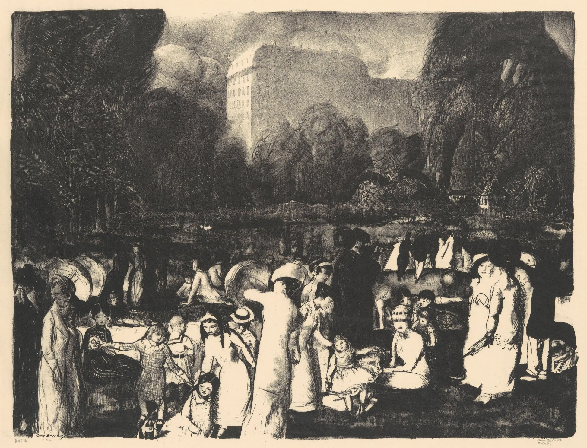 {{ product_title }} Fine Art Print | {{ product_vendor }} Jakero77 George Bellows - In the Park (1916) New York Central Park Signed - 17"x22" Print Art Print  Jakero77