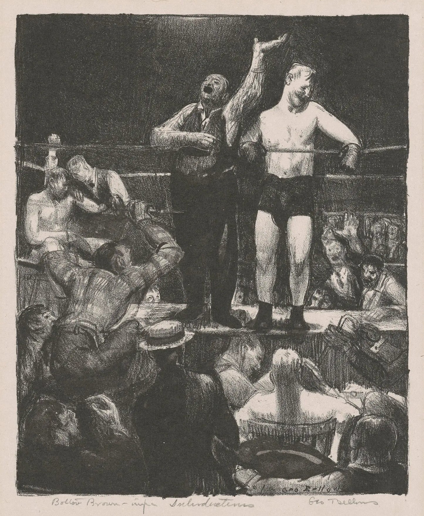 {{ product_title }} Fine Art Print | {{ product_vendor }} Jakero77 George Bellows - Introductions Boxing Match (1921) Signed - 17"x22" Fine Art Print Art Print  Jakero77