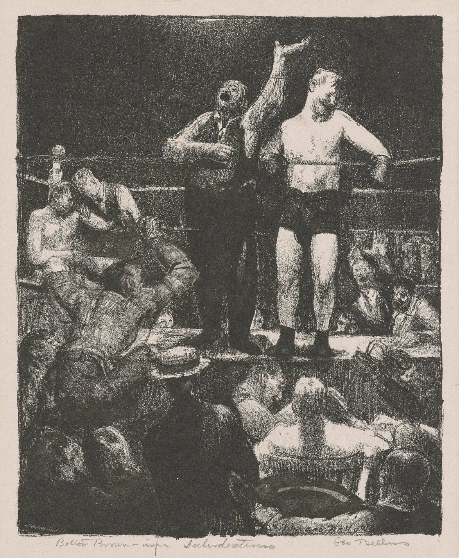 {{ product_title }} Fine Art Print | {{ product_vendor }} Jakero77 George Bellows - Introductions Boxing Match (1921) Signed - 17"x22" Fine Art Print Art Print  Jakero77