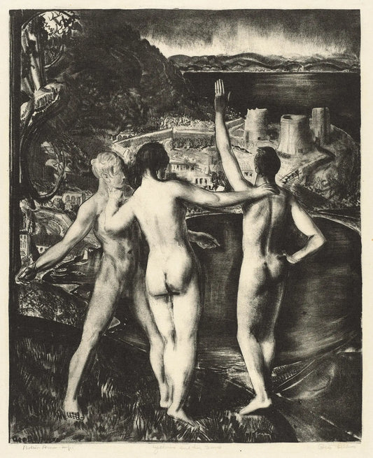 {{ product_title }} Fine Art Print | {{ product_vendor }} Jakero77 George Bellows - Lychnis and her Sons Nude (1923) Signed - 17" x 22" Art Print Art Print  Jakero77