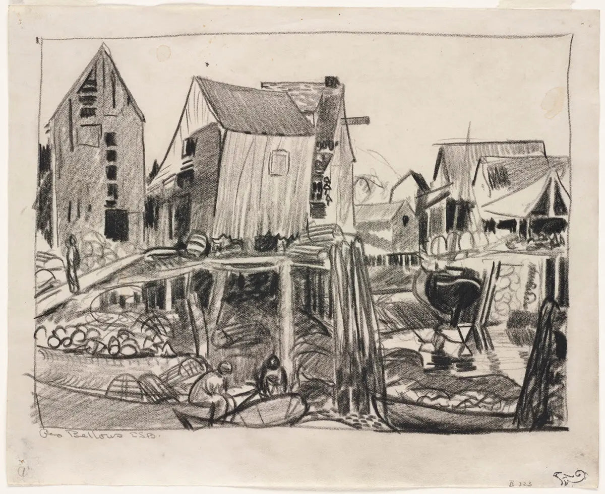 {{ product_title }} Fine Art Print | {{ product_vendor }} Jakero77 George Bellows - Matinicus Cityscape (1916) Signed - 17" x 22" Fine Art Print Art Print  Jakero77