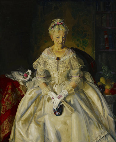 {{ product_title }} Fine Art Print | {{ product_vendor }} Jakero77 George Bellows - Mrs. T in Cream Silk, No. 2 (1920) Signed - 17" x 22" Art Print Art Print  Jakero77