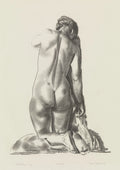 {{ product_title }} Fine Art Print | {{ product_vendor }} Jakero77 George Bellows - Nude Study, Woman Kneeling on Pillow (1923) Signed - 17"x22" Print Art Print  Jakero77
