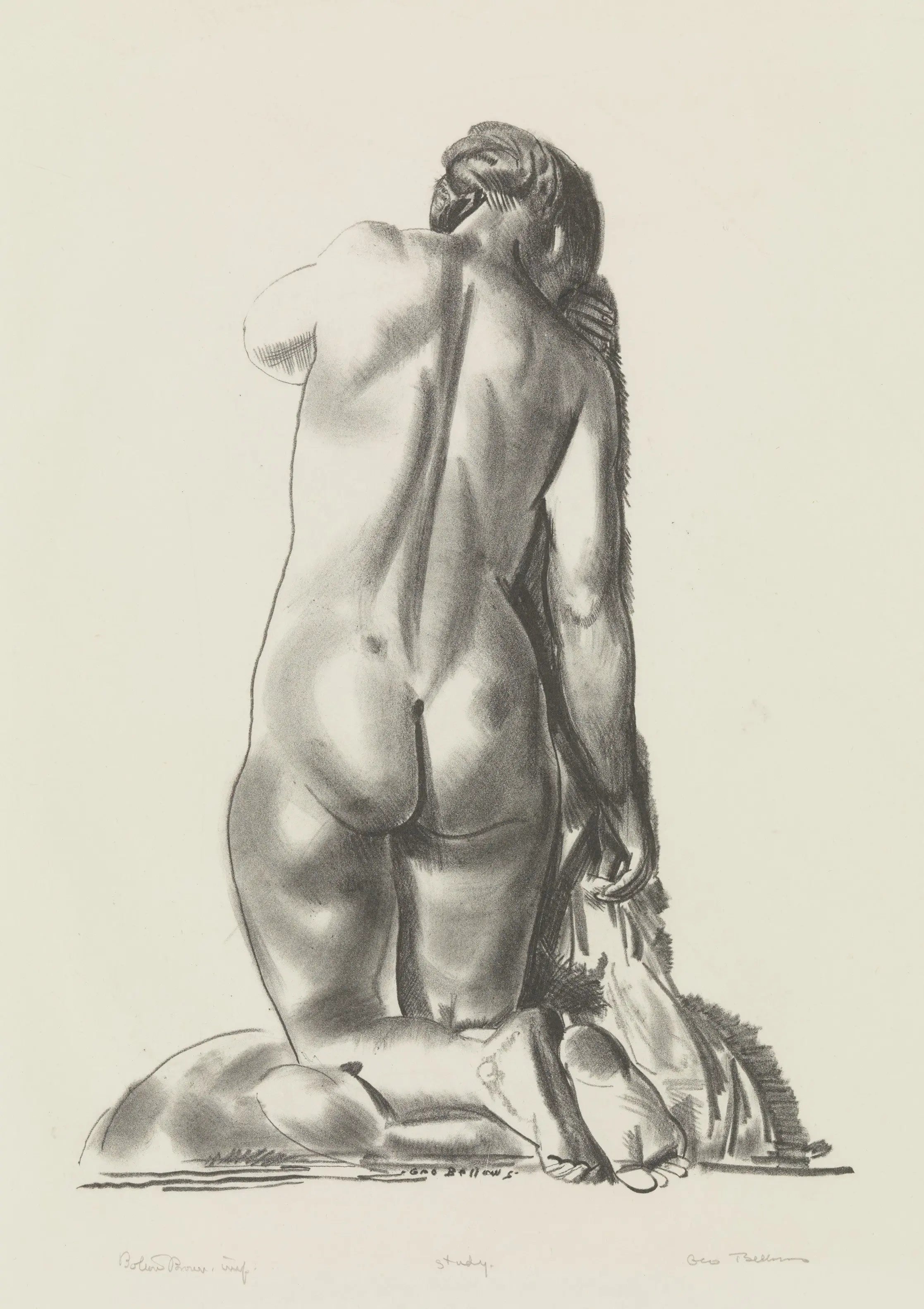 {{ product_title }} Fine Art Print | {{ product_vendor }} Jakero77 George Bellows - Nude Study, Woman Kneeling on Pillow (1923) Signed - 17"x22" Print Art Print  Jakero77