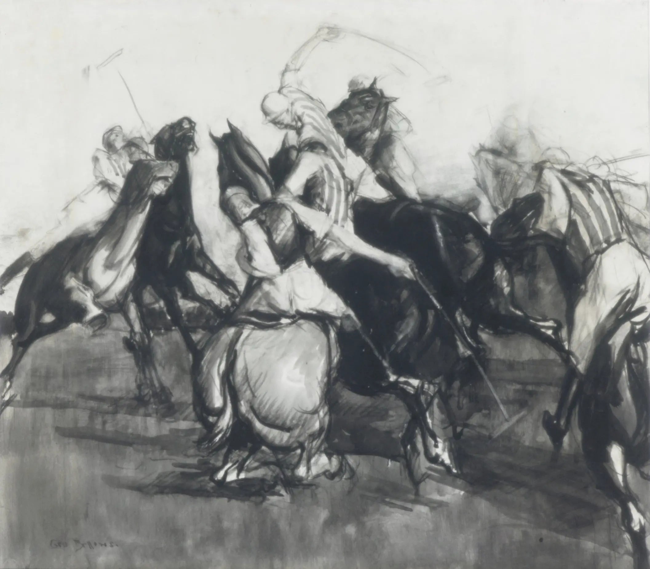 {{ product_title }} Fine Art Print | {{ product_vendor }} Jakero77 George Bellows - Polo Match (1910) Signed - 17" x 22" Fine Art Print Art Print  Jakero77