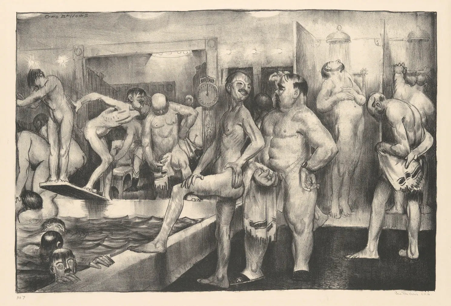 {{ product_title }} Fine Art Print | {{ product_vendor }} Jakero77 George Bellows - Shower Bath Nude Men (1917) Signed - 17" x 22" Fine Art Print Art Print  Jakero77