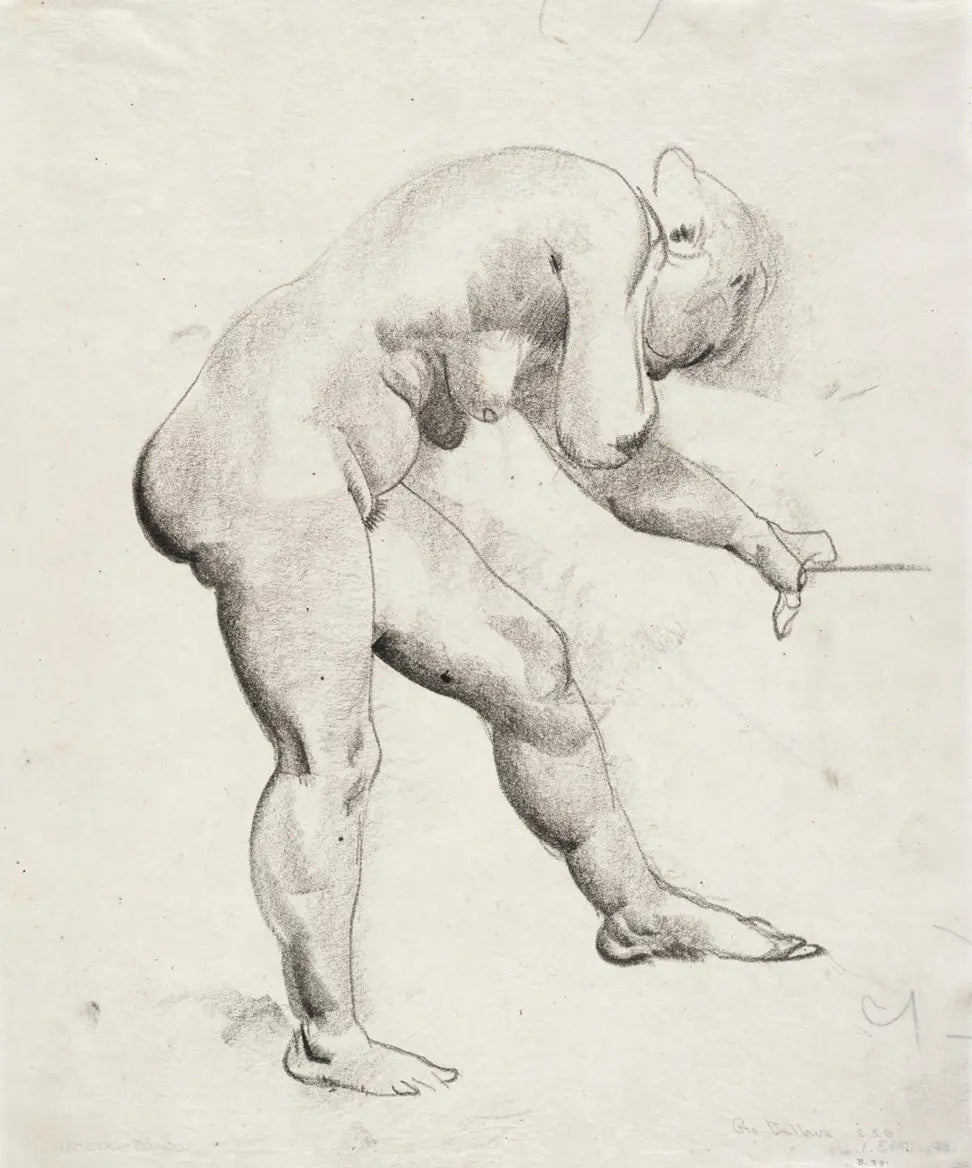 {{ product_title }} Fine Art Print | {{ product_vendor }} Jakero77 George Bellows - Standing Nude Bending Forward (1916) Signed - 17" x 22" Art Print Art Print  Jakero77