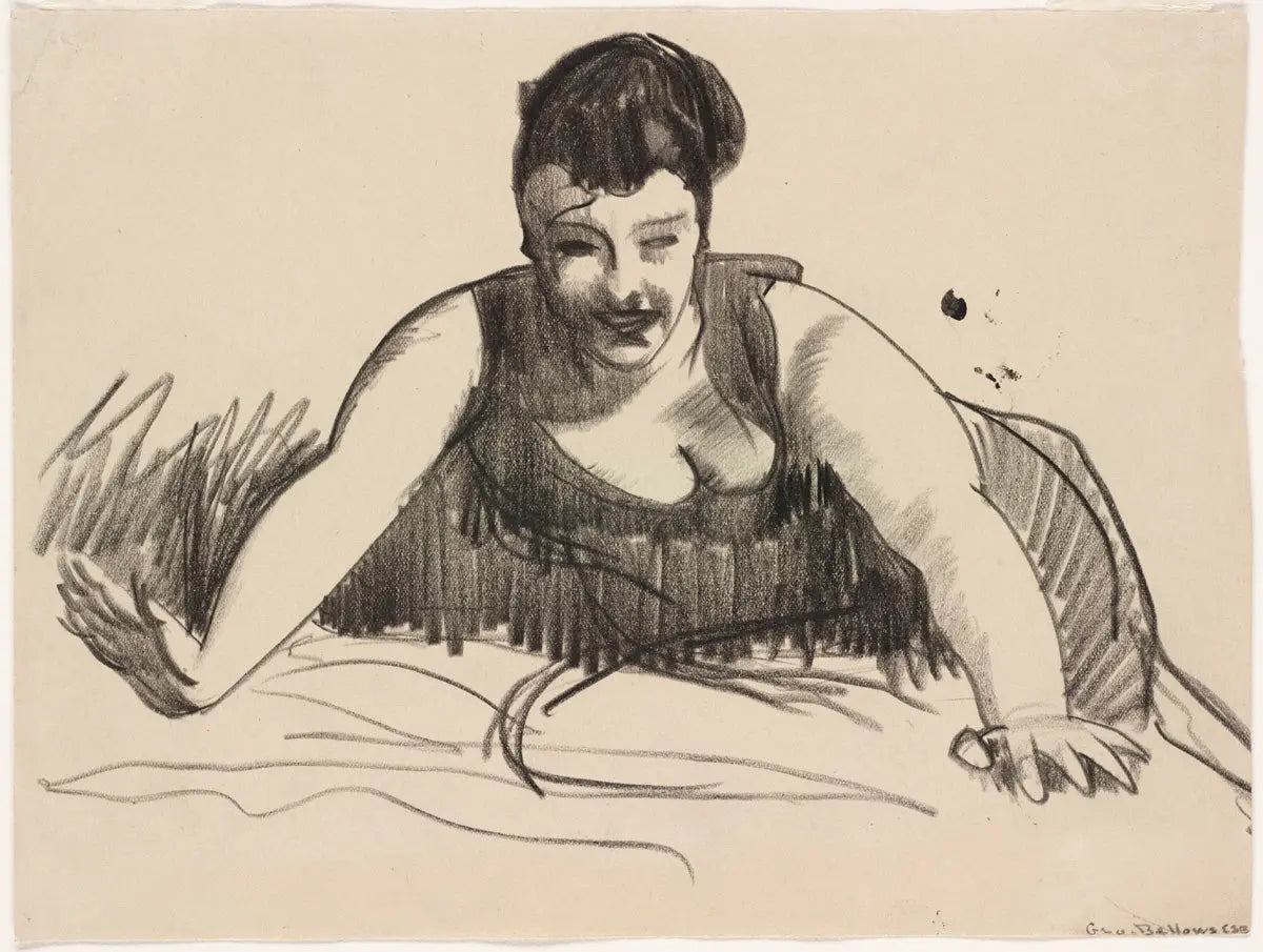 {{ product_title }} Fine Art Print | {{ product_vendor }} Jakero77 George Bellows - Study Bathing Beach Girl on Sand (1918) Signed - 17" x 22" Print Art Print  Jakero77