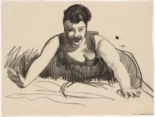 {{ product_title }} Fine Art Print | {{ product_vendor }} Jakero77 George Bellows - Study Bathing Beach Girl on Sand (1918) Signed - 17" x 22" Print Art Print  Jakero77