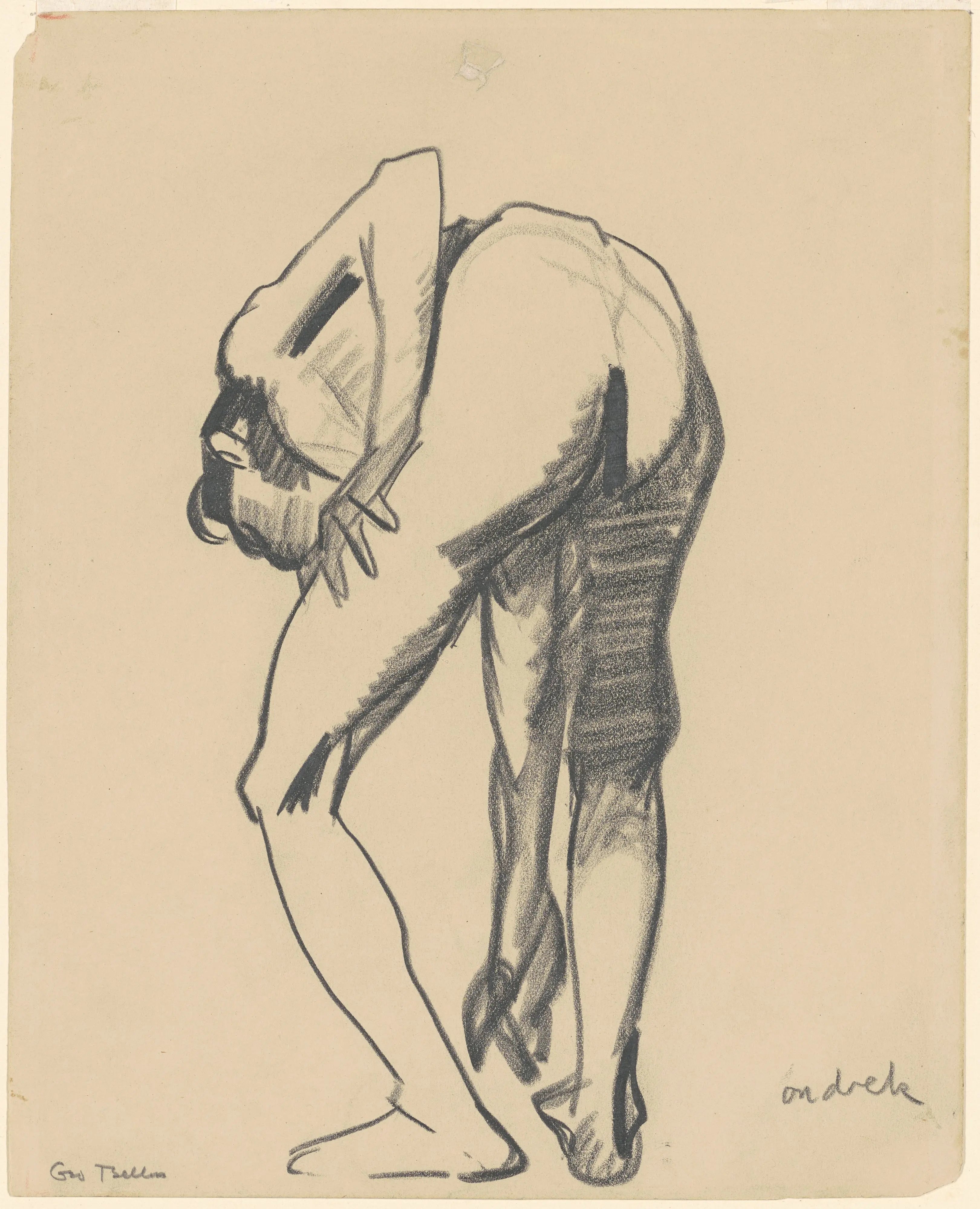 {{ product_title }} Fine Art Print | {{ product_vendor }} Jakero77 George Bellows - Study "Riverfront No. 1" Nude Male Bent Over (1922) Signed - 17"x22" Fine Art Print Art Print  Jakero77