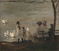 {{ product_title }} Fine Art Print | {{ product_vendor }} Jakero77 George Bellows - Swans in Central Park (1906) Signed - 17" x 22" Fine Art Print Art Print  Jakero77