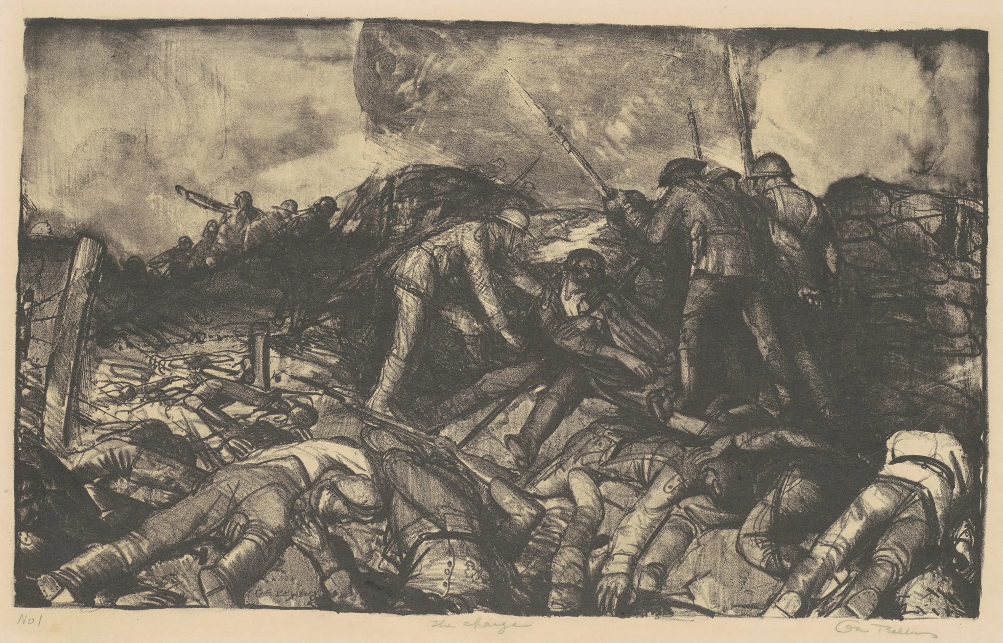 {{ product_title }} Fine Art Print | {{ product_vendor }} Jakero77 George Bellows - The Charge WWI (1918) WW1 Signed - 17" x 22" Fine Art Print Art Print  Jakero77