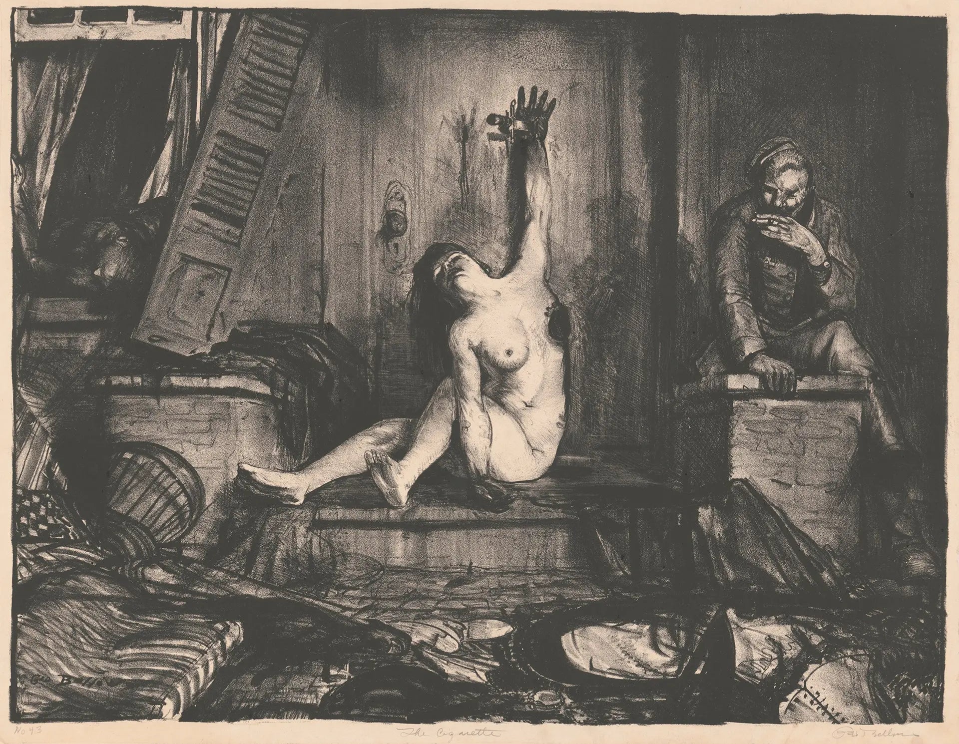 {{ product_title }} Fine Art Print | {{ product_vendor }} Jakero77 George Bellows - The Cigarette (1918) Nude Woman Passion Signed - 17" x 22" Print Art Print  Jakero77