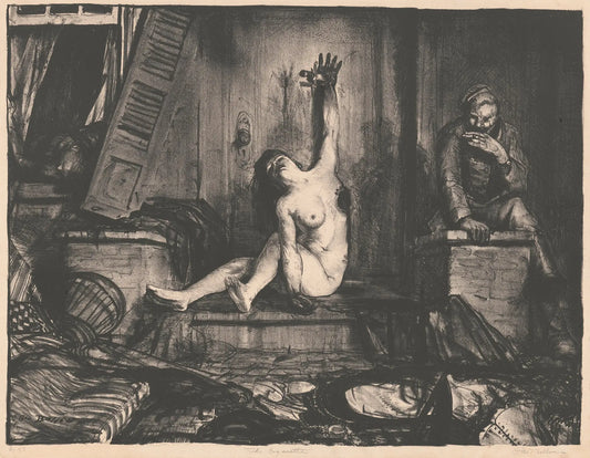 {{ product_title }} Fine Art Print | {{ product_vendor }} Jakero77 George Bellows - The Cigarette (1918) Nude Woman Passion Signed - 17" x 22" Print Art Print  Jakero77