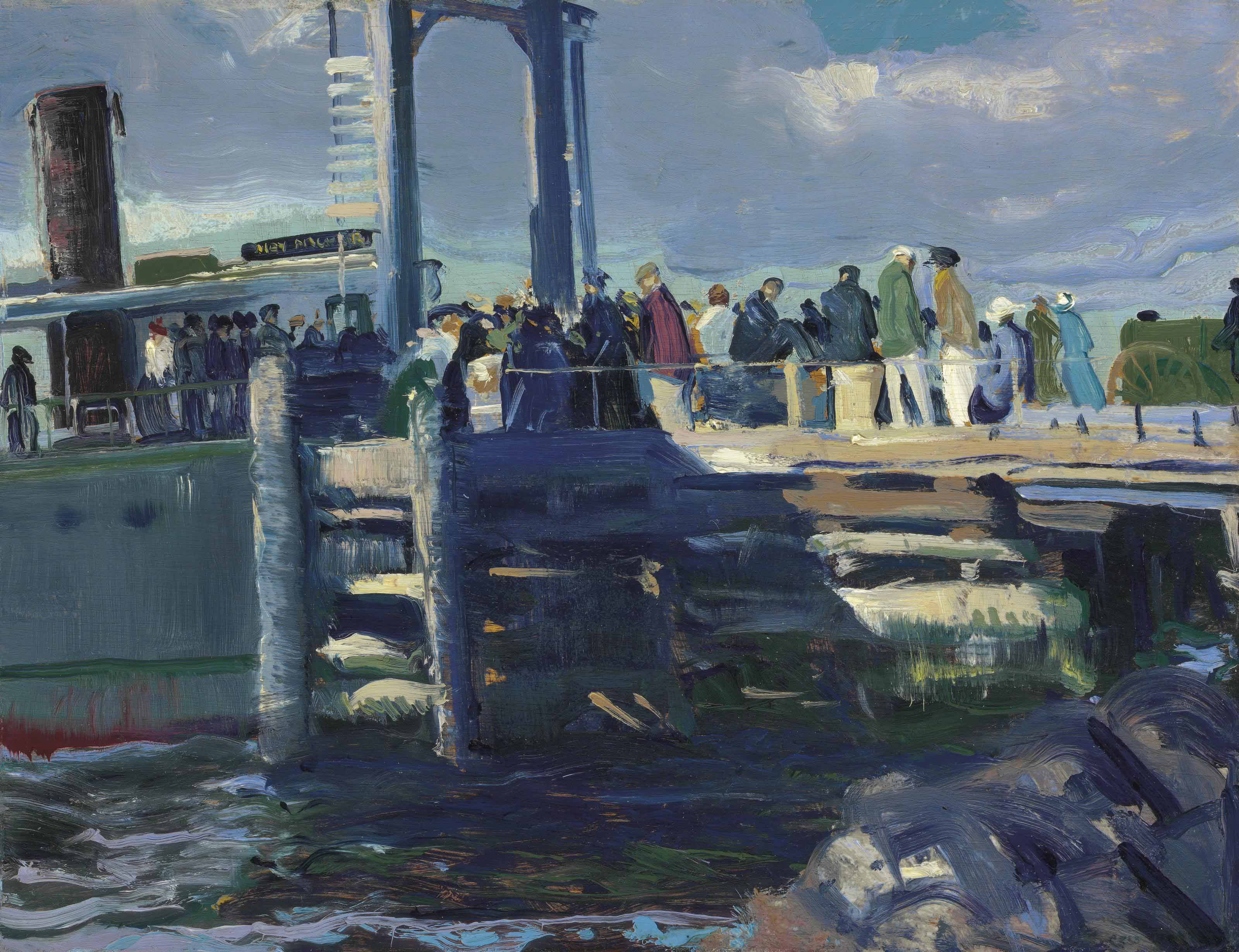 {{ product_title }} Fine Art Print | {{ product_vendor }} Jakero77 George Bellows - The Dock, New York City 1920s Signed - 17" x 22" Fine Art Print Art Print  Jakero77