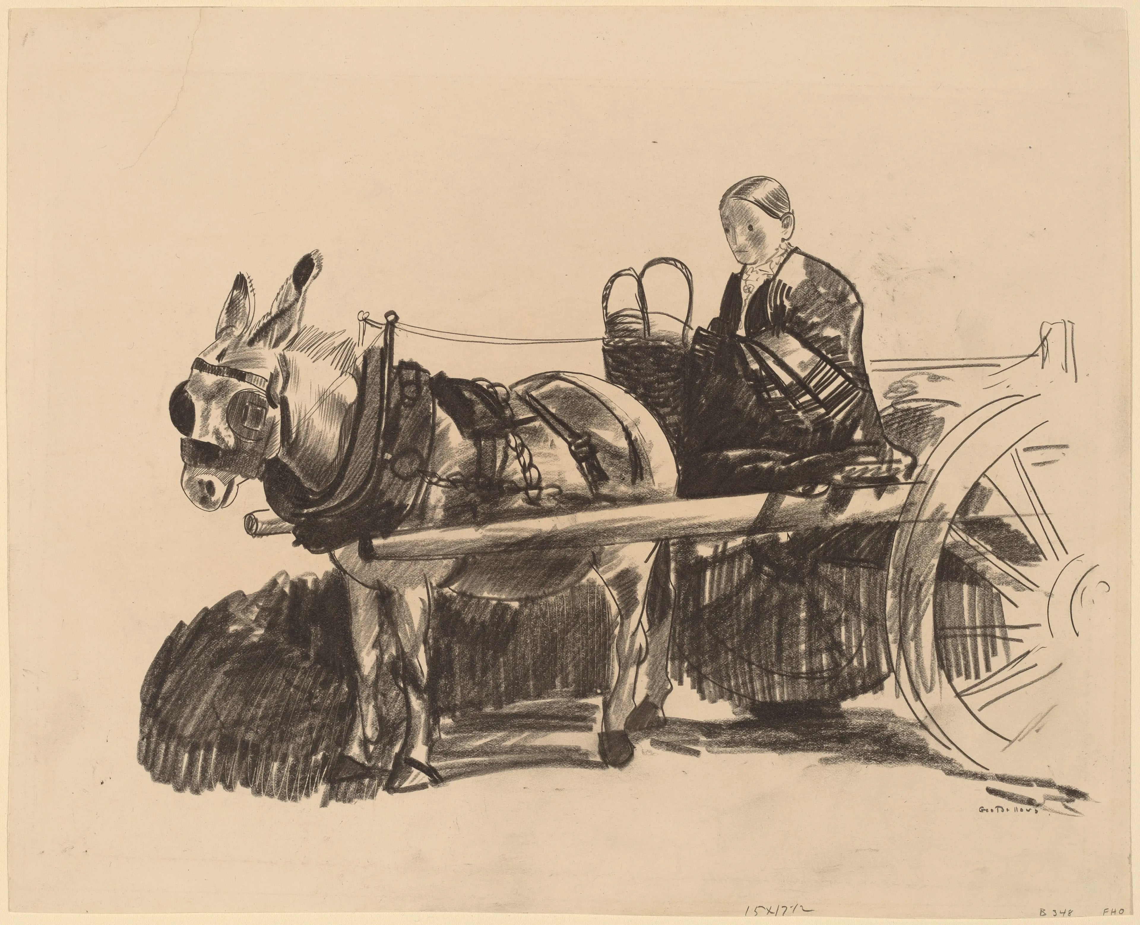 {{ product_title }} Fine Art Print | {{ product_vendor }} Jakero77 George Bellows - The Donkey Cart (1922) Signed - 17" x 22" Fine Art Print Art Print  Jakero77
