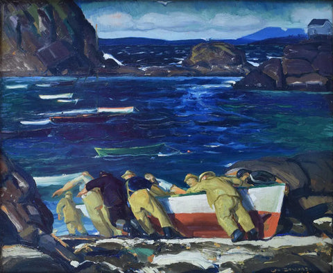 {{ product_title }} Fine Art Print | {{ product_vendor }} Jakero77 George Bellows - The Launching, Boat Launch Signed - 17" x 22" Fine Art Print Art Print  Jakero77