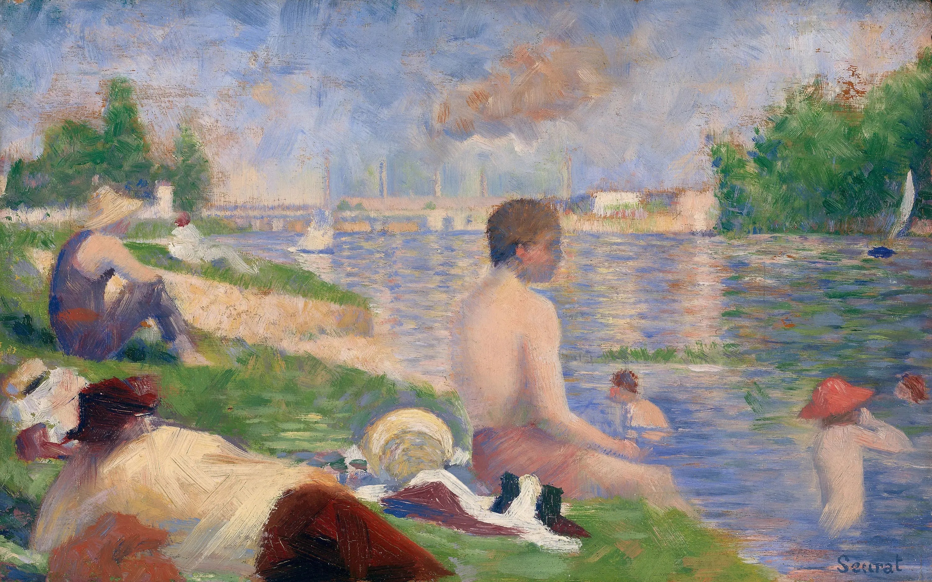 {{ product_title }} Fine Art Print | {{ product_vendor }} Jakero77 Georges Seurat - Final Study for Bathing at Asnieres (1883-84) - 17" x 22" Print Art Print  Jakero77