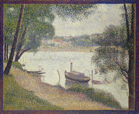 {{ product_title }} Fine Art Print | {{ product_vendor }} Jakero77 Georges Seurat - River Landscape with a Boat (1884) - 17" x 22" Fine Art Print Art Print  Jakero77