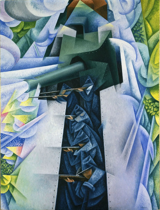 {{ product_title }} Fine Art Print | {{ product_vendor }} Jakero77 Gino Severini - Armored Train in Action (1915) WW1 - 17" x 22" Fine Art Print Art Print  Jakero77