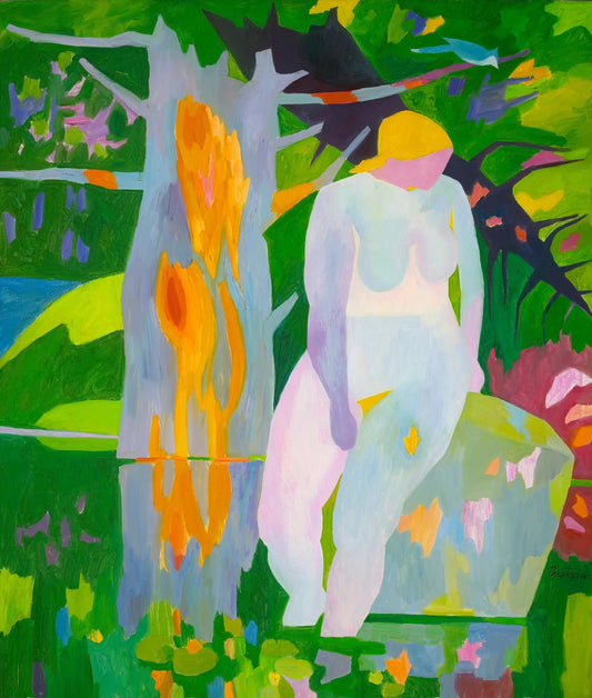 {{ product_title }} Fine Art Print | {{ product_vendor }} Jakero77 Gregorio Prestopino - Pink and Blue Nude #1 (1973) - 17" x 22" Fine Art Print Art Print  Jakero77