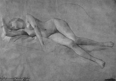 {{ product_title }} Fine Art Print | {{ product_vendor }} Jakero77 Gustav Klimt - Female Nude Art Nouveau (1887) Signed - 17" x 22" Fine Art Print Art Print  Jakero77