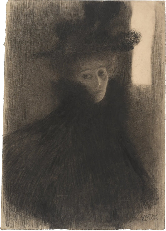 {{ product_title }} Fine Art Print | {{ product_vendor }} Jakero77 Gustav Klimt - Lady with Cape and Hat (1898) Signed - 17" x 22" Fine Art Print Art Print  Jakero77