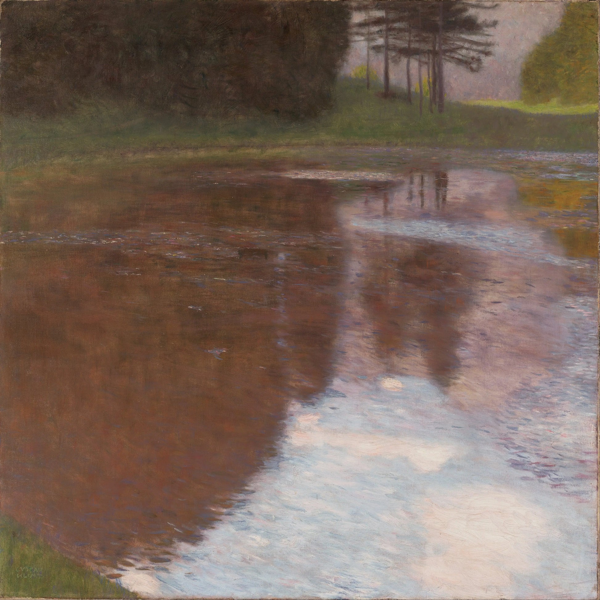 {{ product_title }} Fine Art Print | {{ product_vendor }} Jakero77 Gustav Klimt - Quiet Pond in the Park of Appeal 1899 Signed - 17"x22" Art Print Art Print  Jakero77