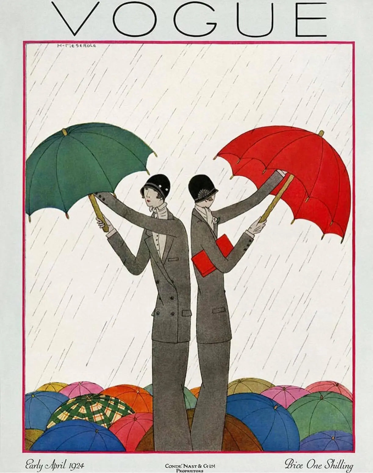 {{ product_title }} Fine Art Print | {{ product_vendor }} Jakero77 H. Meserole - Vintage Vogue Fashion Cover Art (1924) - 17" x 22" Fine Art Print Art Print  Jakero77