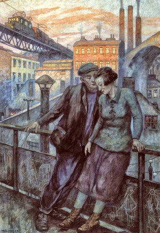 {{ product_title }} Fine Art Print | {{ product_vendor }} Jakero77 Hans Baleschuk - Feierabend 1930s Quitting Time Signed -17" x 22" Fine Art Print Art Print  Jakero77