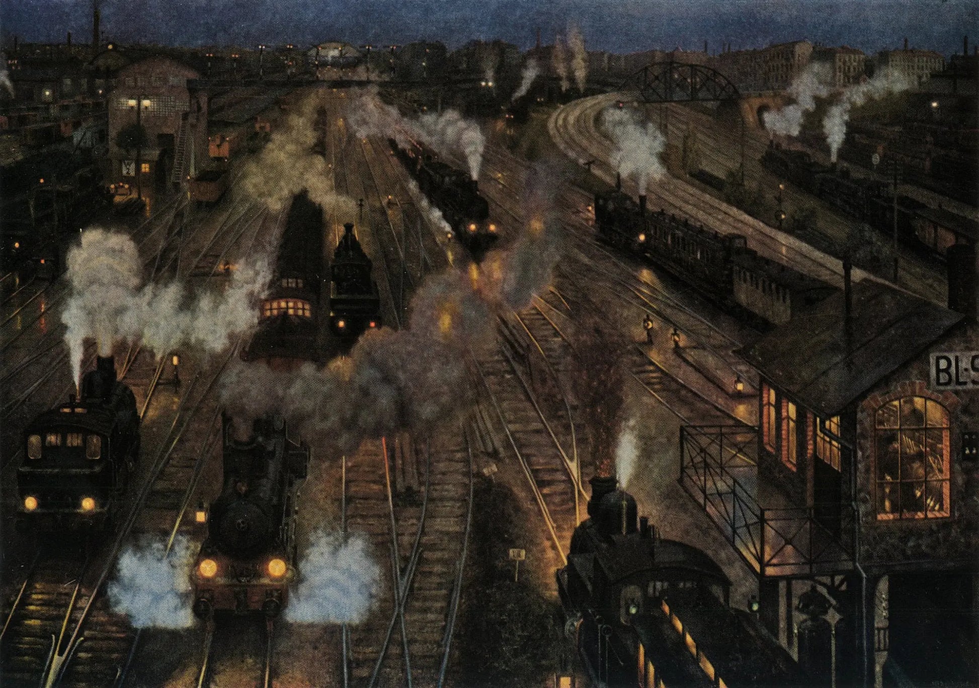 {{ product_title }} Fine Art Print | {{ product_vendor }} Jakero77 Hans Baluschek - Big City Train Station (1904) - 17" x 22" Fine Art Print Art Print  Jakero77