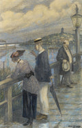 {{ product_title }} Fine Art Print | {{ product_vendor }} Jakero77 Hans Baluschek - Couple on the Bridge (1914) Signed - 17" x 22" Fine Art Print Art Print  Jakero77