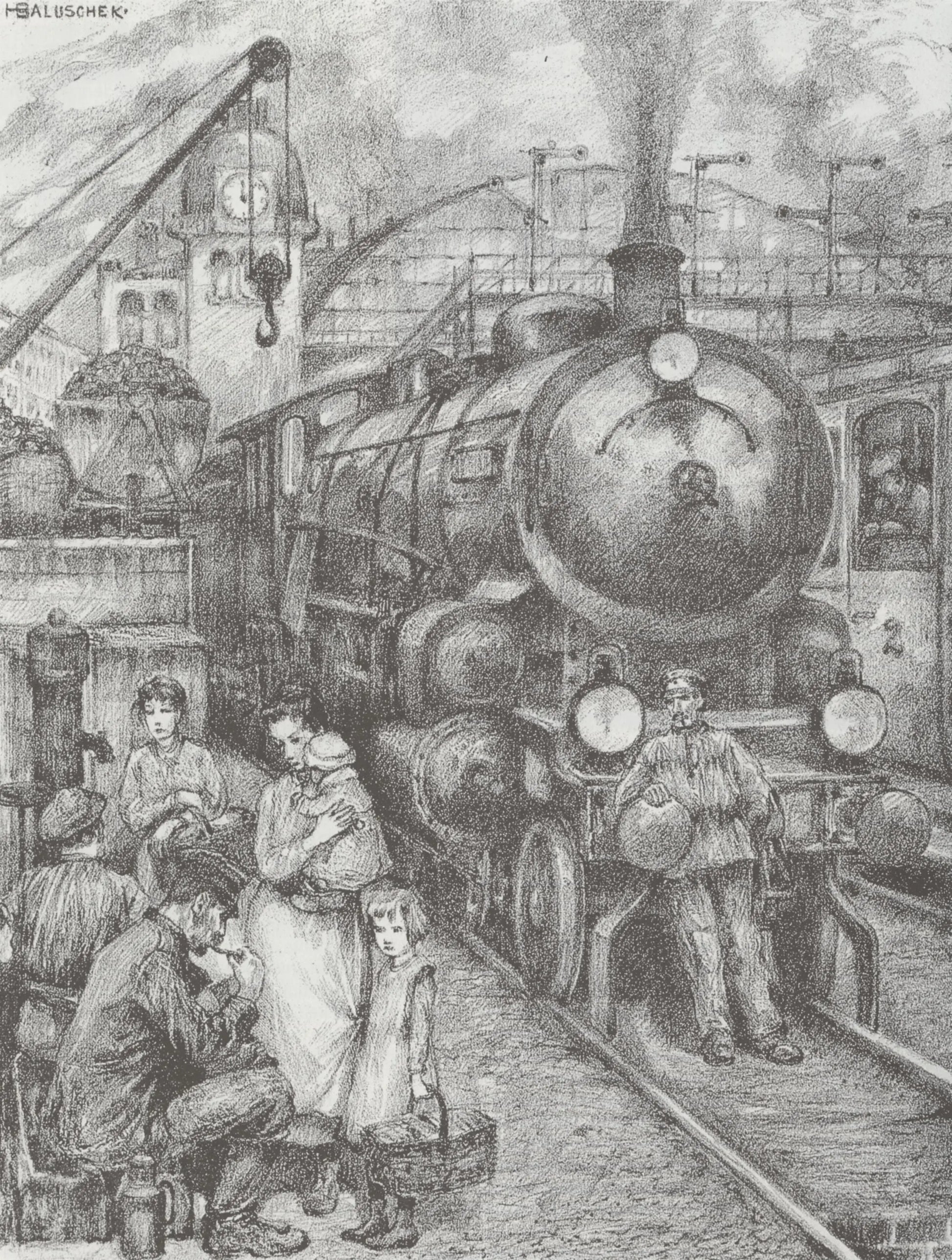 {{ product_title }} Fine Art Print | {{ product_vendor }} Jakero77 Hans Baluschek - Die Locomotive (1921) Signed - 17" x 22" Fine Art Print Art Print  Jakero77