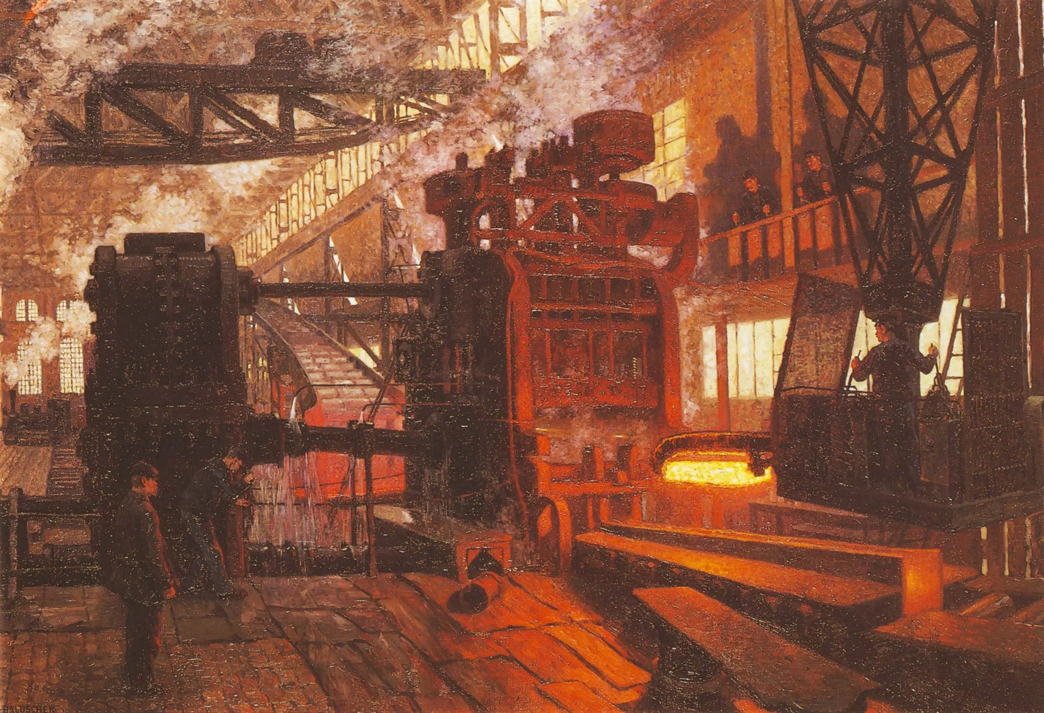 {{ product_title }} Fine Art Print | {{ product_vendor }} Jakero77 Hans Baluschek - Iron Rolling Mill (1910) Signed - 17" x 22" Fine Art Print Art Print  Jakero77
