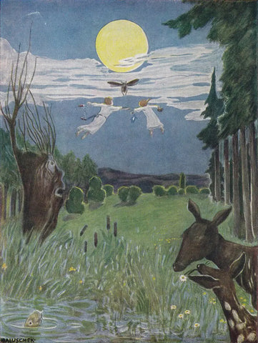{{ product_title }} Fine Art Print | {{ product_vendor }} Jakero77 Hans Baluschek - Little Peter's Trip to the Moon (1918) Signed - 17"x22" Art Print Art Print  Jakero77