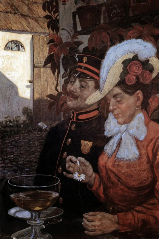 {{ product_title }} Fine Art Print | {{ product_vendor }} Jakero77 Hans Baluschek - Soldier and Wife Romance Wine Signed - 17" x 22" Fine Art Print Art Print  Jakero77