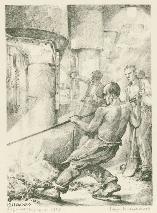 {{ product_title }} Fine Art Print | {{ product_vendor }} Jakero77 Hans Baluschek - Vor den Schmelzöfen (1926) Signed - 17" x 22" Fine Art Print Art Print  Jakero77