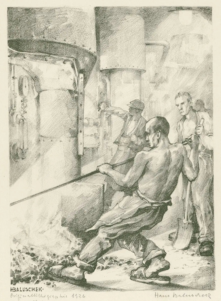 {{ product_title }} Fine Art Print | {{ product_vendor }} Jakero77 Hans Baluschek - Vor den Schmelzöfen (1926) Signed - 17" x 22" Fine Art Print Art Print  Jakero77