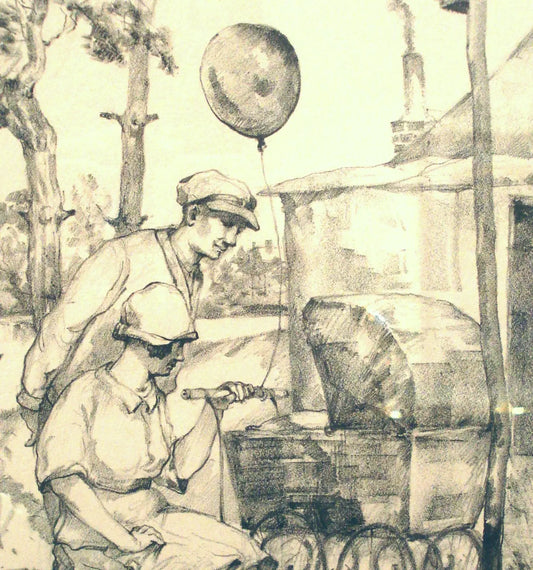 {{ product_title }} Fine Art Print | {{ product_vendor }} Jakero77 Hans Baluschek - Wochenende Weekend New Parents & Baby (1927) - 17"x22" Art Print Art Print  Jakero77