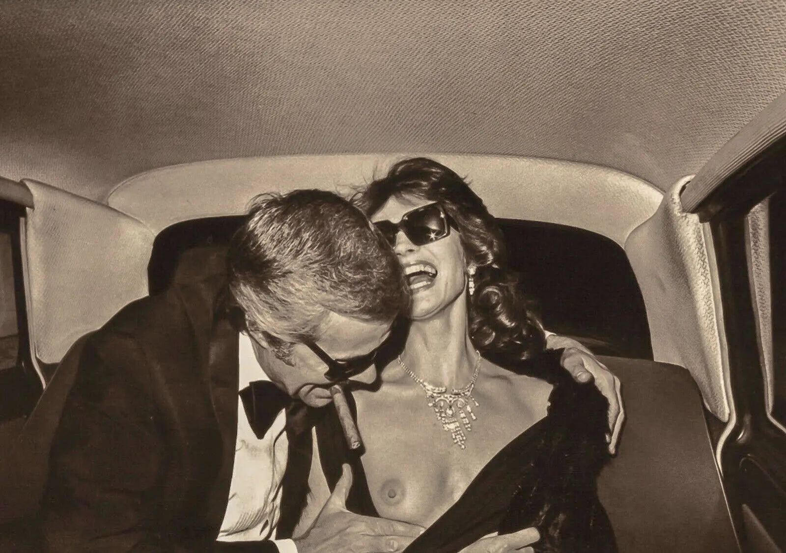 {{ product_title }} Fine Art Print | {{ product_vendor }} Jakero77 Helmut Newton - Nude Fashion Model Breast Man Cigar (1973) - 17" x 22" Art Print Art Print  Jakero77