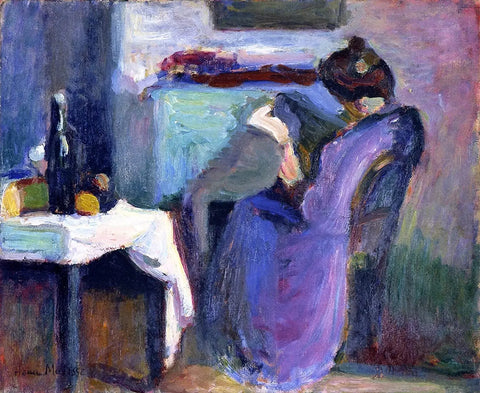 {{ product_title }} Fine Art Print | {{ product_vendor }} Jakero77 Henri Matisse - Reading Woman in Violet Dress (1898) Signed - 17" x 22" Art Print Art Print  Jakero77