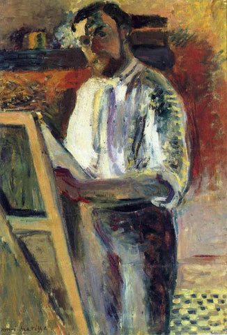 {{ product_title }} Fine Art Print | {{ product_vendor }} Jakero77 Henri Matisse - Self-Portrait in Shirtsleeves (1900) Signed -17" x 22" Art Print Art Print  Jakero77