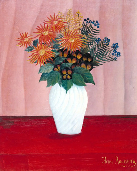 {{ product_title }} Fine Art Print | {{ product_vendor }} Jakero77 Henri Rousseau - Bouquet of Flowers (1909-10) Pink - 17" x 22" Fine Art Print Art Print  Jakero77