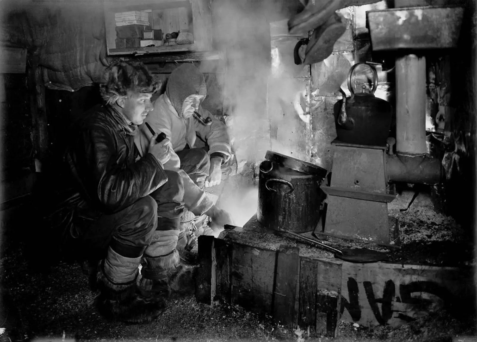 {{ product_title }} Fine Art Print | {{ product_vendor }} Jakero77 Herbert Ponting - Cooking Whale Blubber Antarctic Expedition (1911) - 17" x 22" Fine Art Print Art Print  Jakero77