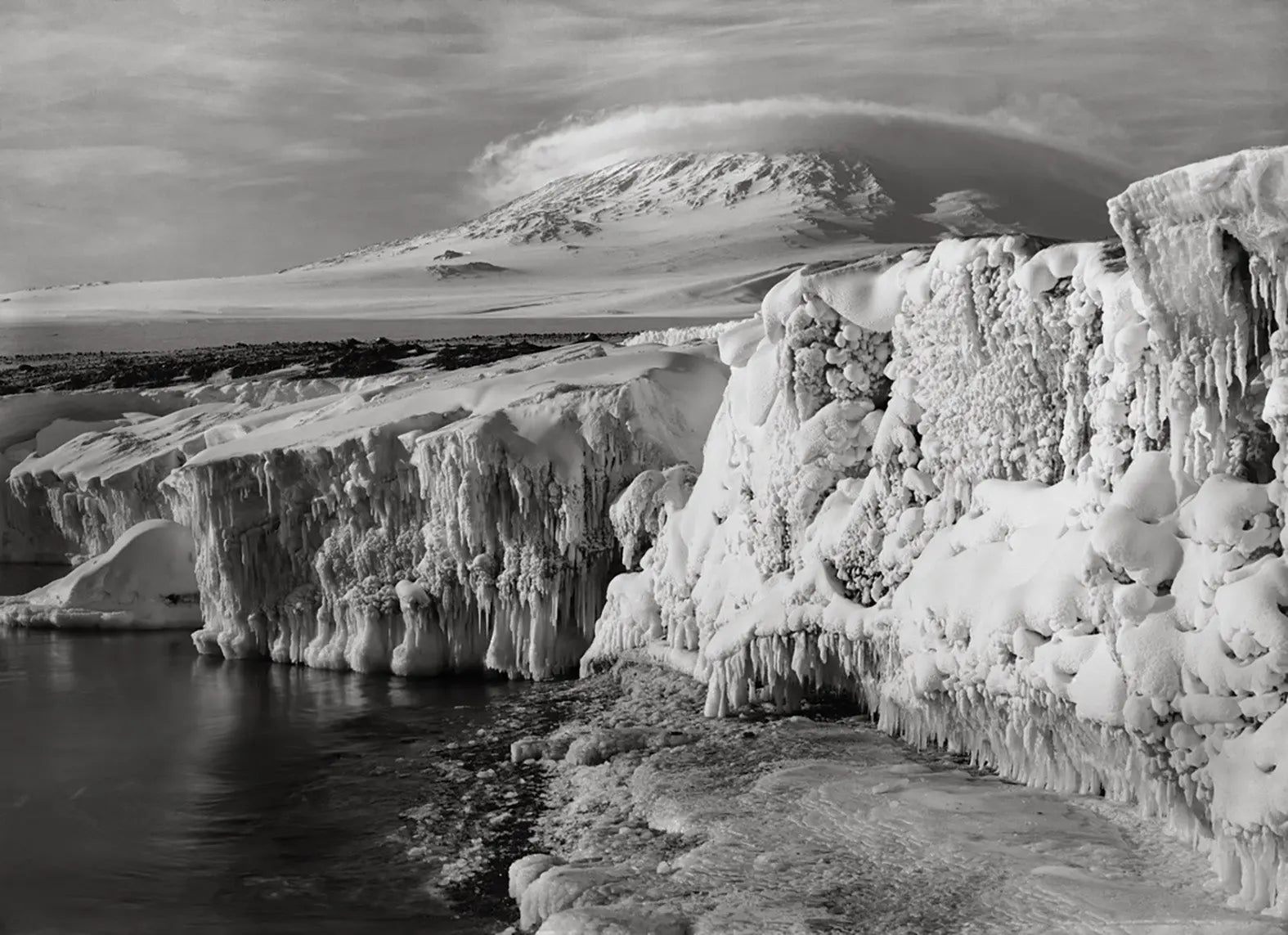 {{ product_title }} Fine Art Print | {{ product_vendor }} Jakero77 Herbert Ponting - Mount Erebus Dome Cloud Antarctica (1911) - 17"x22" Art Print Art Print  Jakero77