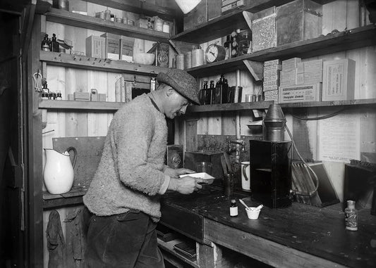{{ product_title }} Fine Art Print | {{ product_vendor }} Jakero77 Herbert Ponting - Photographer in Darkroom Antarctica (1910) - 17"x22" Art Print Art Print  Jakero77