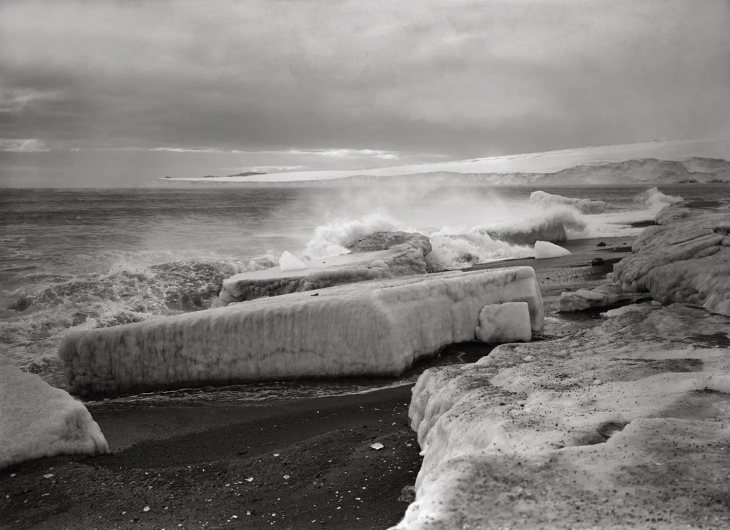 {{ product_title }} Fine Art Print | {{ product_vendor }} Jakero77 Herbert Ponting - Wave Breaking at West Beach Antarctica (1911) - 17"x22" Print Art Print  Jakero77